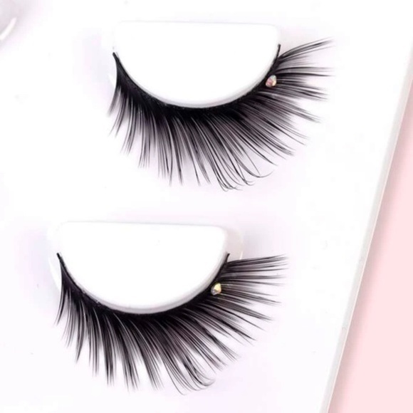 4 pairs Rhinestone False Eyelashes Black Falsies Strip Lashes Eyelash Extension - Picture 6 of 8